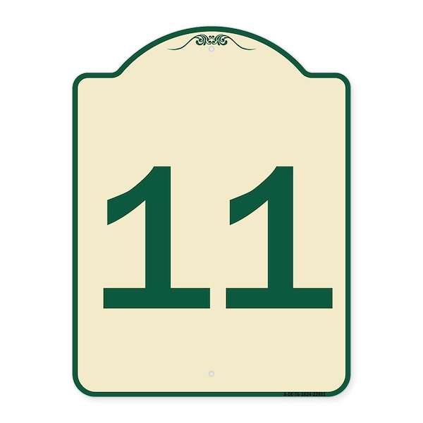 Signmission Sign with Number 11 Heavy-Gauge Aluminum Architectural Sign, 24" x 18", TG-1824-22911 A-DES-TG-1824-22911 - main